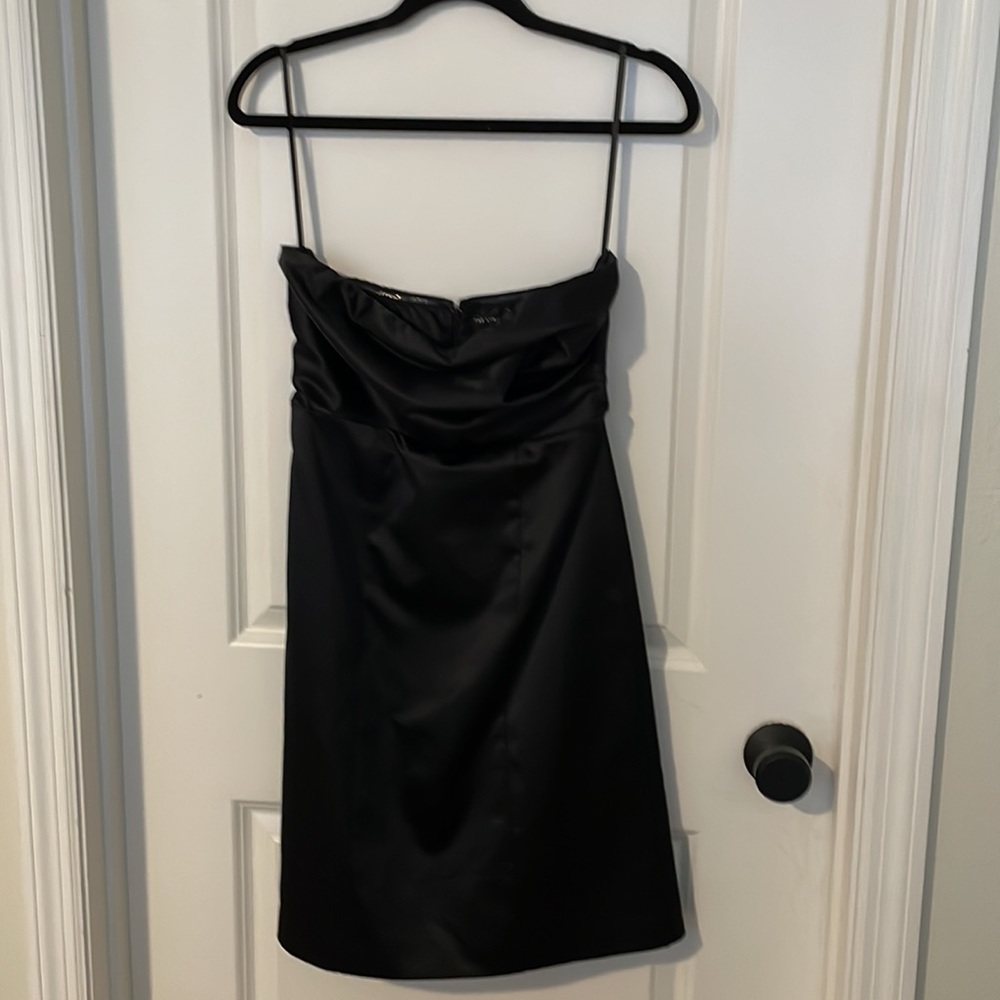 Black Satin Strapless Dress